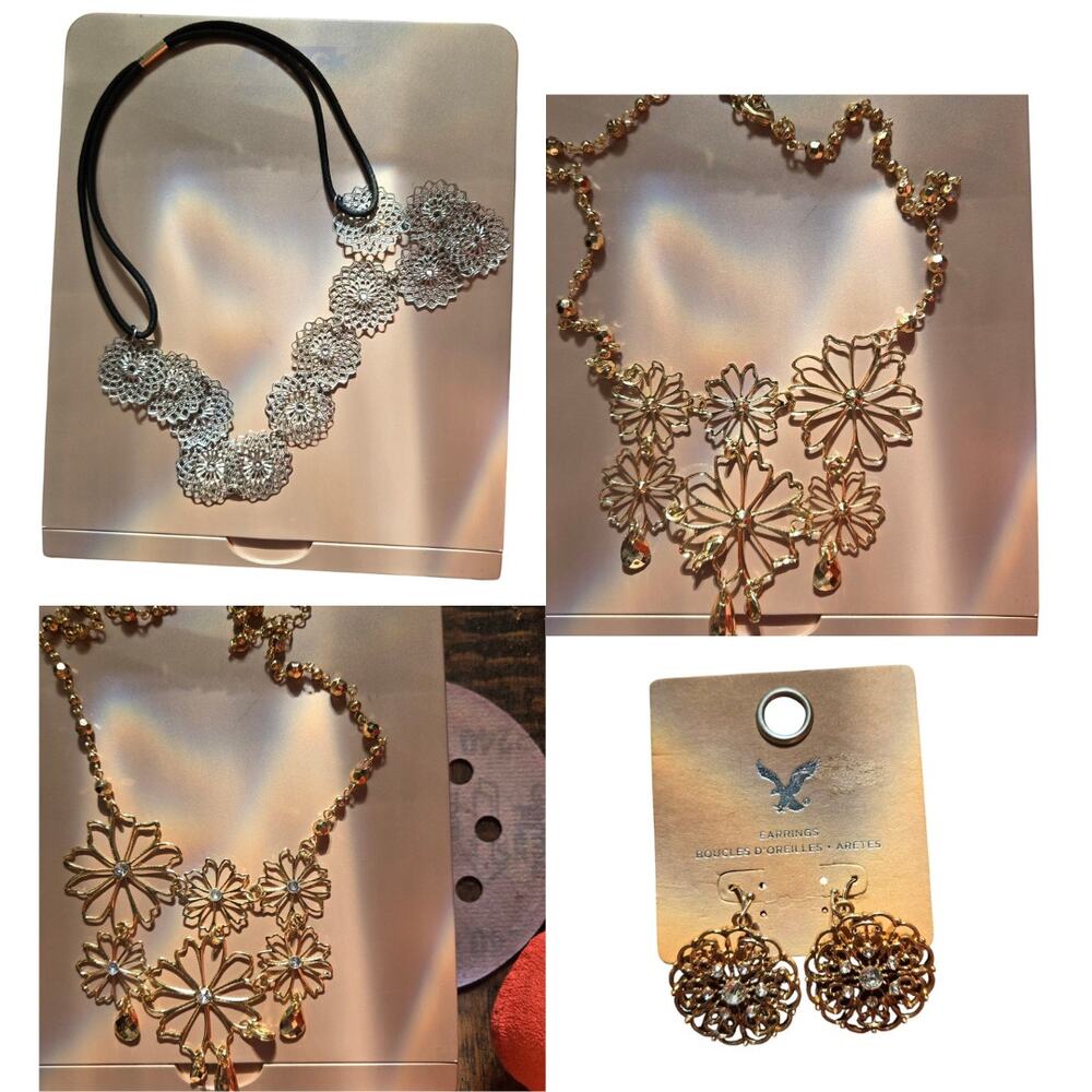 NWT 4 pcs Fashion Jewelry Necklace (3) and Earrings (1) Bundle